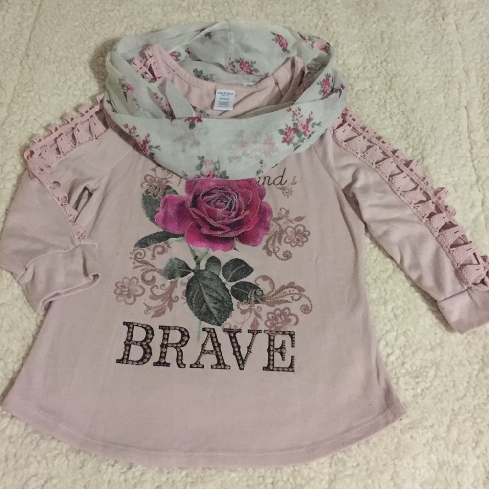 Pink top with  scarve